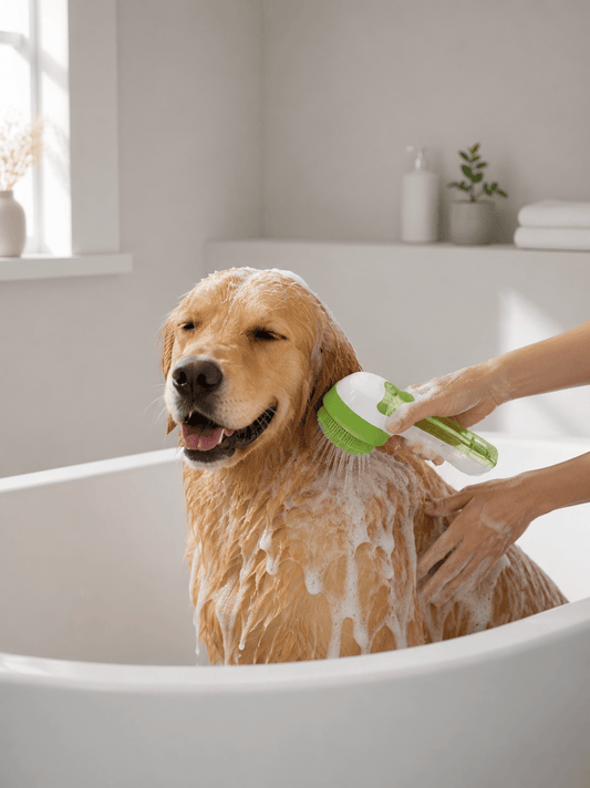 Brosse de Bain Chien avec Shampoing Intégré | Bain Facile