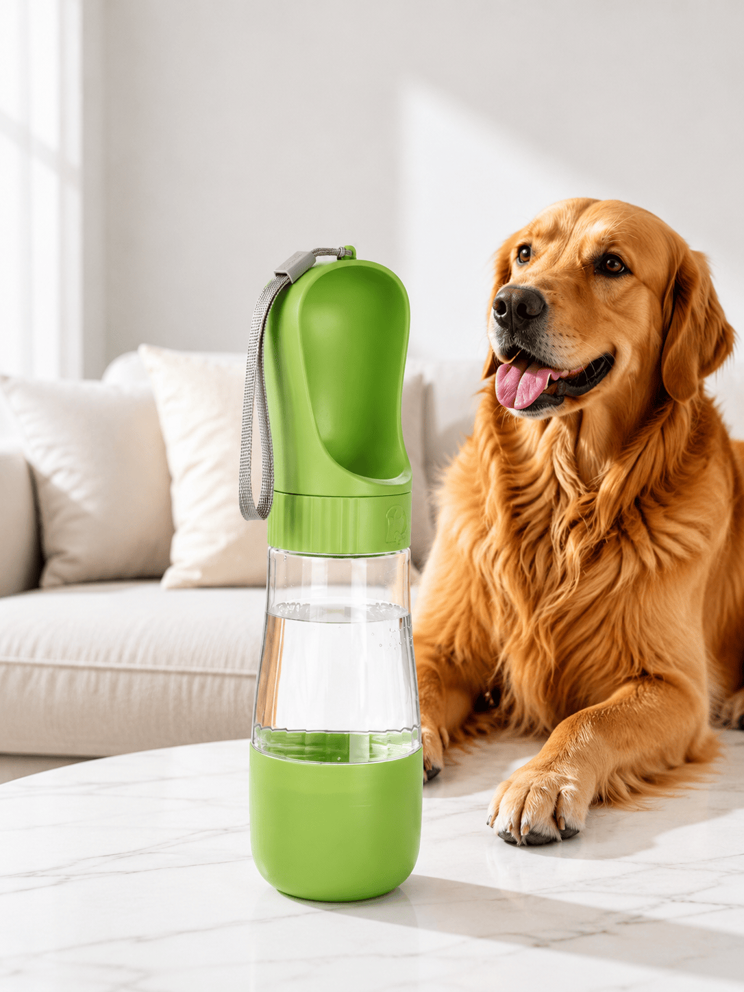 Gourde pour Chien Portable 2-en-1 | Eau + Croquettes Vert / 510 ml