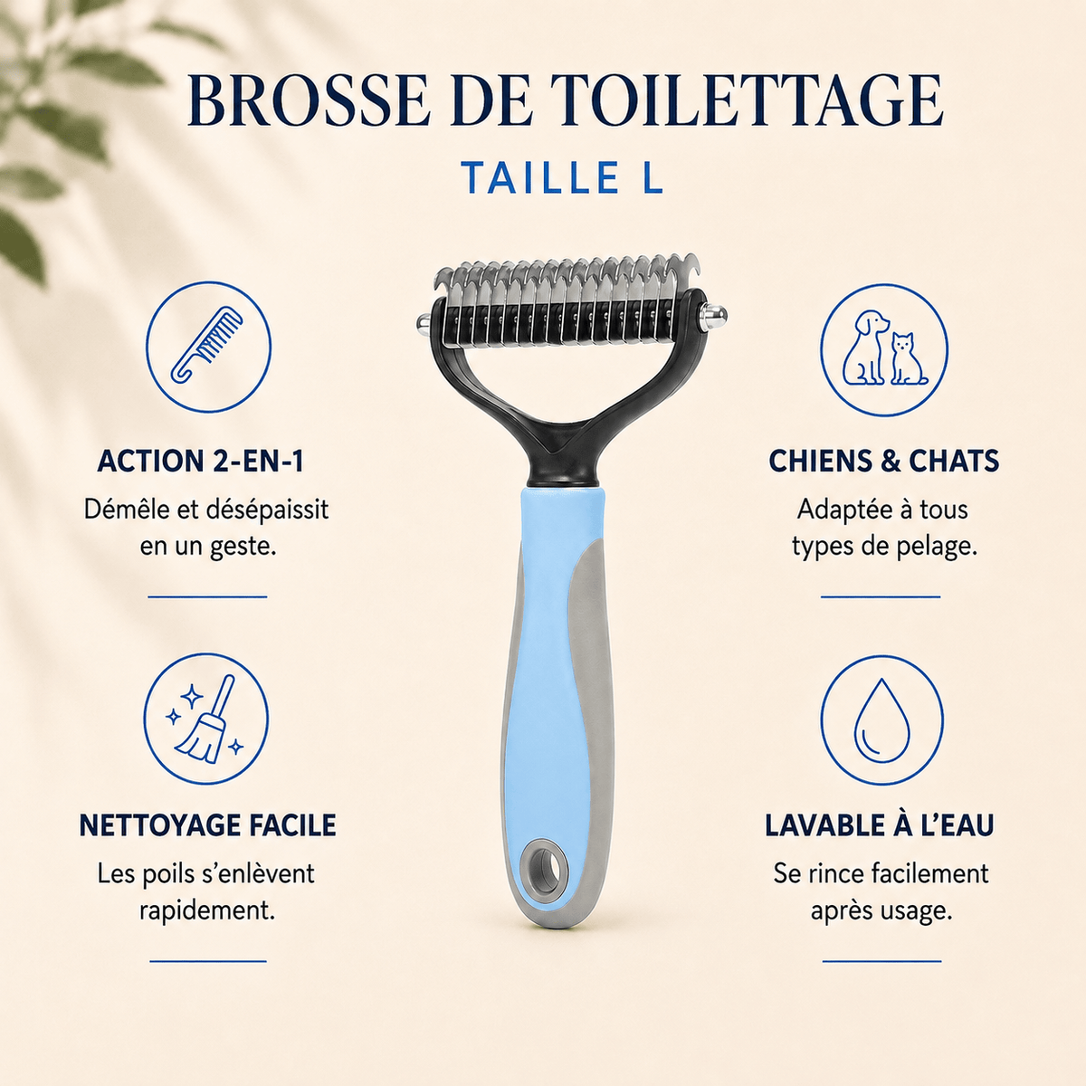 Peigne Démêloir Coupe-Nœuds Chien et Chat | Acier Inox